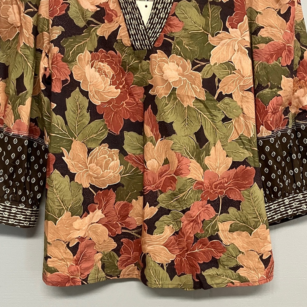 NWT Fall Entro Floral Top Blouse Shirt Large - Picture 8 of 14